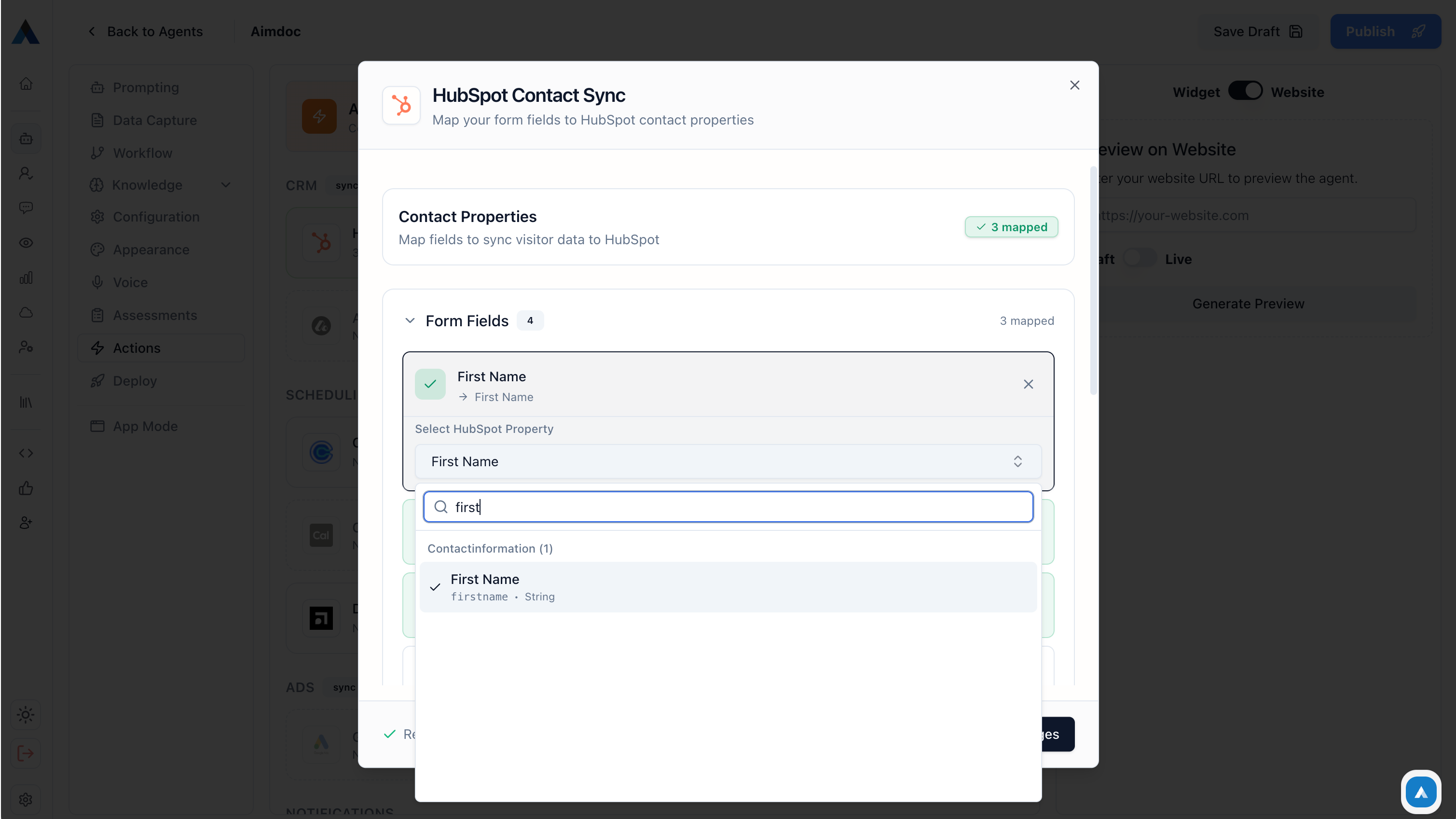 HubSpot contact mapping