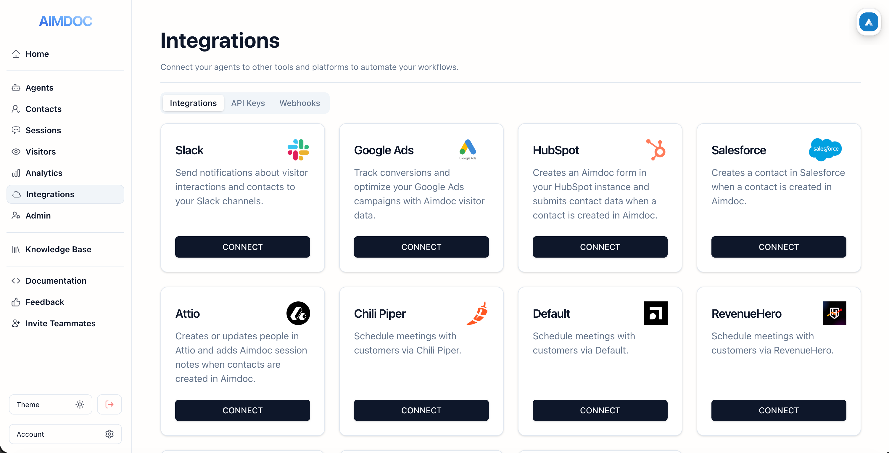 Aimdoc Integrations Page